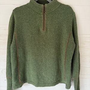 WOOL | Vintage Woolrich Half-Zip Sweater - Moss Heather Green - Size L